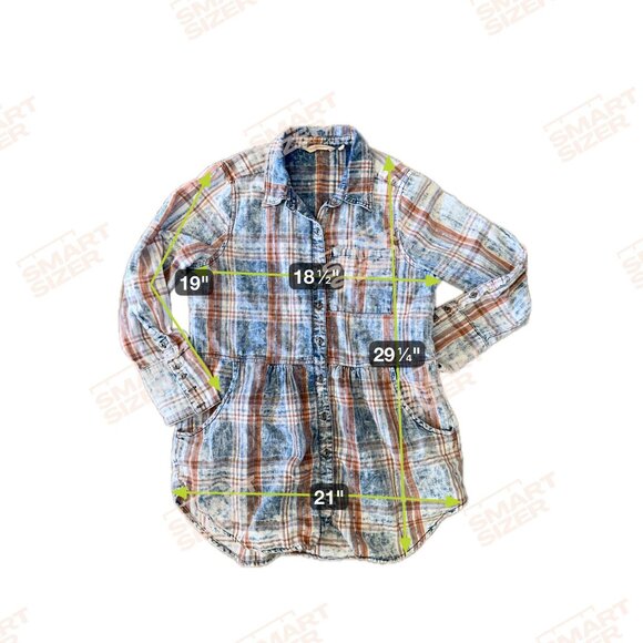 Soft Surroundings Womens Plaid Button Up Tunic Shirt M Cotton Pockets Oversized - Picture 2 of 8